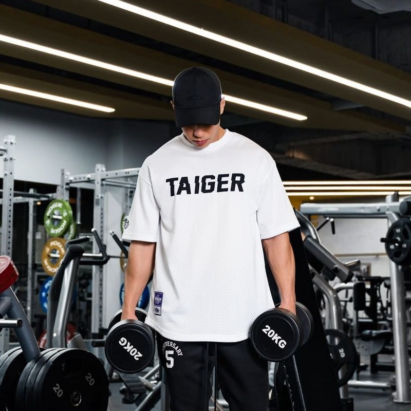 Áo tập gym nam ngắn tay TAIGER A681 (Trắng)