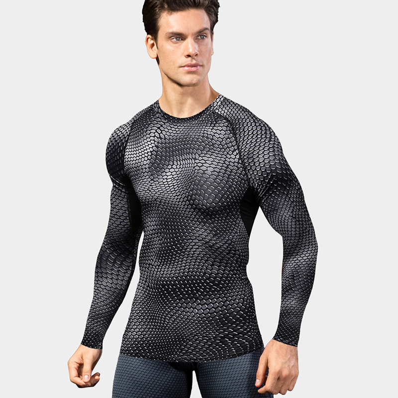 Áo body tay dài tập gym nam A85 (Chấm bi)