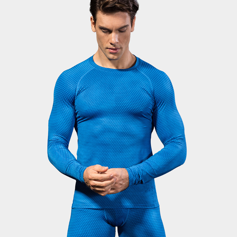 Áo body tay dài tập gym nam A85 (Xanh)