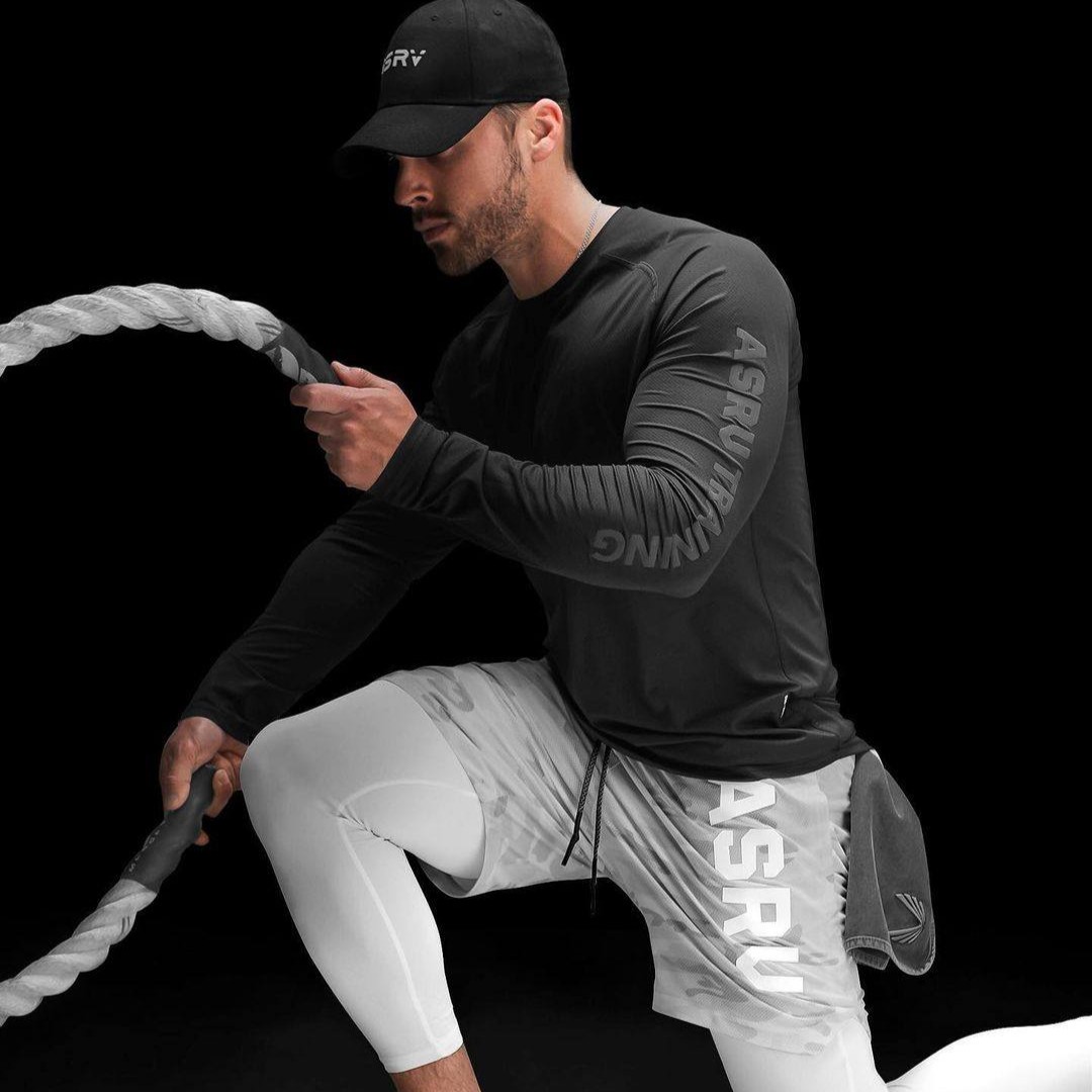 Áo tập gym nam dài tay ASRV A645 (Đen)