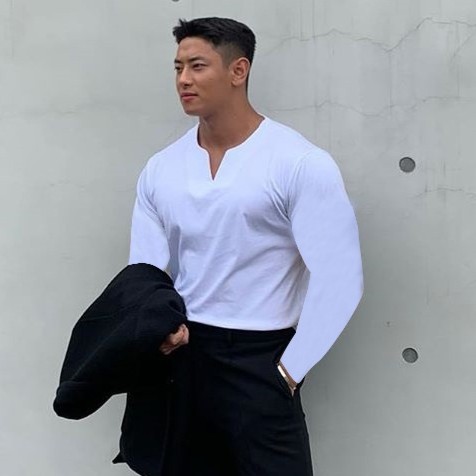 Áo thun cổ V tay dài A642 (Trắng)